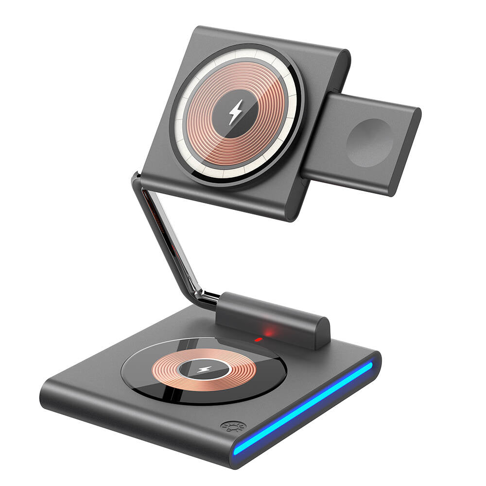 Wiwu Wi-W023 Geek Telefon&Akıllı Saat&Kulaklık İçin 15W 3in1 Katlanabilen Hareketli Başlık Kablosuz Şarj Standı Wiwu Wi-W023 Geek Telefon&Akıllı Saat&Kulaklık İçin 15W 3in1 Katlanabilen Hareketli Başlık Kablosuz Şarj Standı